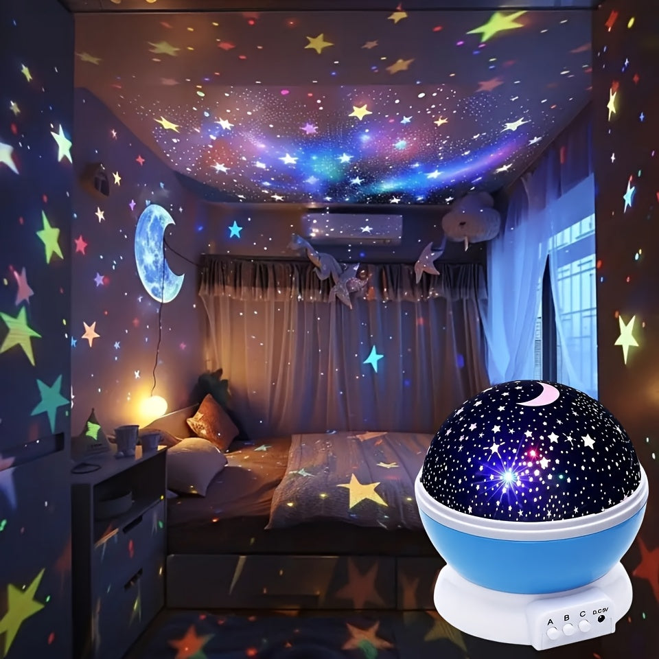 Lámpara nocturna con proyección 3D de estrellas y luna giratoria, luz celestial con USB, 12 modos de color, decoración para habitación, fiestas y proyección en exteriores