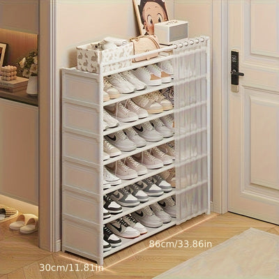 1 Juego - Gabinete de exhibición de zapatos transparente y a prueba de polvo, plegable con base antideslizante, fácil de limpiar, adecuado para almacenar zapatos, estante de almacenamiento de varias capas, de pie, con gran capacidad.