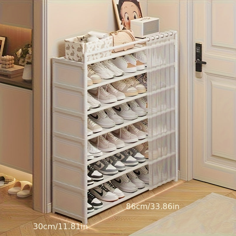 1 Juego - Gabinete de exhibición de zapatos transparente y a prueba de polvo, plegable con base antideslizante, fácil de limpiar, adecuado para almacenar zapatos, estante de almacenamiento de varias capas, de pie, con gran capacidad.