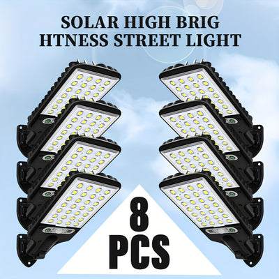1/2/4/6/8 piezas de luz solar exterior para pared con sensor de movimiento - Energía solar, IP44, resistente al clima, control remoto, batería de litio recargable, cubierta de lente de plástico para jardín, garaje, patio trasero y iluminación de escenari