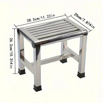 1pc Taburete Multifuncional de Acero Inoxidable - Resistente y Antideslizante, Ideal para Uso en Interiores/Exteriores como Escalón para Baño