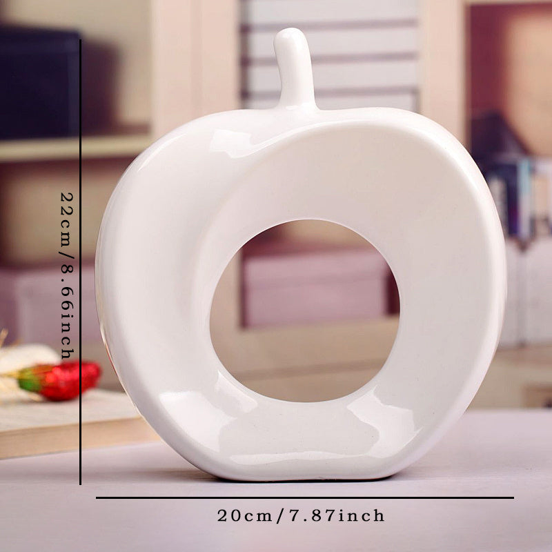 1pc Decoración de Manzana de Cerámica Chic y Moderna - Adorno Navideño Minimalista y Elegante para el Hogar, Acabado Brillante, Perfecto para la Mesa de la Sala de Estar y la Exhibición del Armario de Vinos