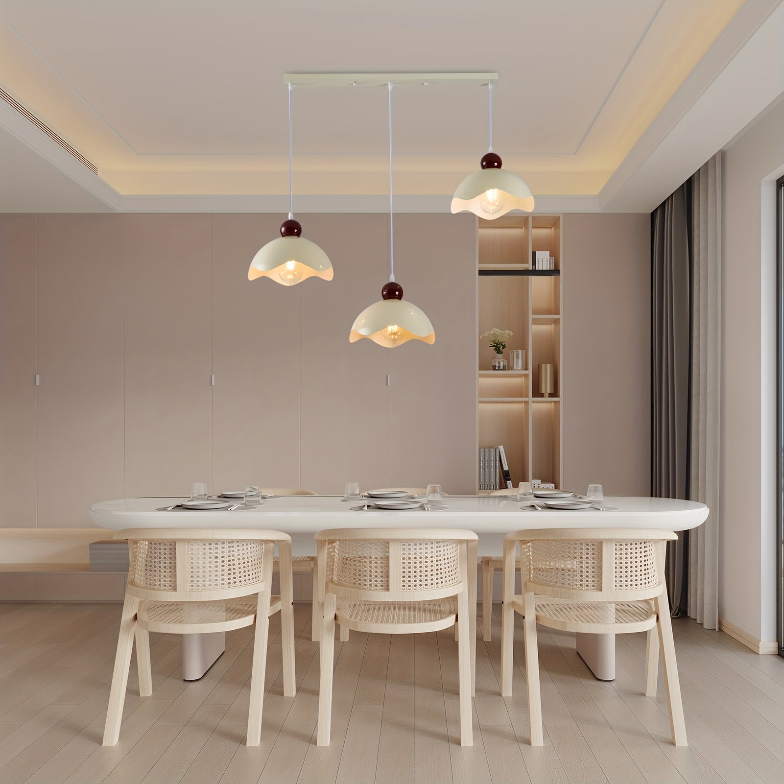 1pc, Lámpara Colgante de Lujo con Pantalla de Hierro Blanco, Candelabro Retro de 3 Cabezas para Comedor, Luz de Techo para Isla de Cocina o Sala, Decoración del Hogar, Lámparas Colgantes, Compatible con Bombillas E26/E27 (Bombillas no Incluidas)