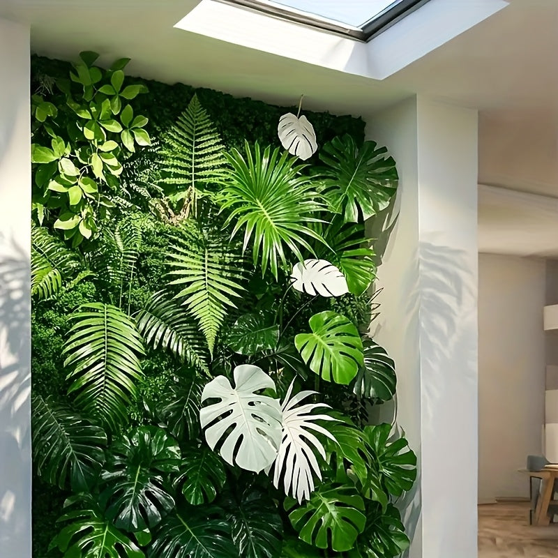 Panel de Pared Artificial con Hojas de Monstera y Palma - Pantalla de Privacidad Duradera de Plástico 39.88x59.94 cm para Uso Interior/Exterior, Decoración Colgante Sin Mantenimiento para Bodas, Fiestas, Hogar & Oficina, Pantalla de Privacidad Exterior,