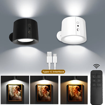 Lámpara de pared LED con control táctil moderno, carga USB, ajustes de temperatura de color 3, rotación de 360°, base magnética, control remoto para una fácil operación - Ideal para dormitorio, sala de estar y estudio, iluminación de estudio | Lámpara de