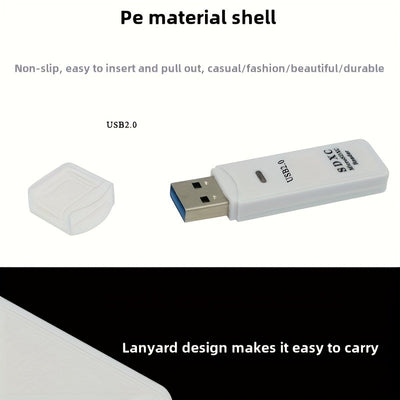 Lector de Tarjetas USB 2.0 de Doble Ranura para SD/TF - Diseño Compacto y de Alta Velocidad, Compatible con Portátiles, Tabletas, Cámaras y Múltiples Dispositivos, Leedor de Tarjetas Versátil | Accesorio Moderno | Construcción Duradera
