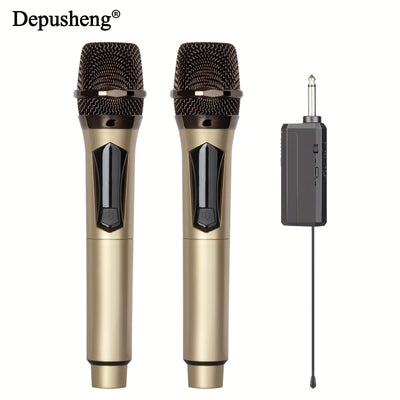 Sistema de micrófono inalámbrico DEPUSHENG, micrófono dinámico de karaoke portátil con receptor recargable, conector de 6,35 mm, unidireccional, carga USB, batería de polímero de 1200mAh, para fiestas, iglesias, reuniones, bodas