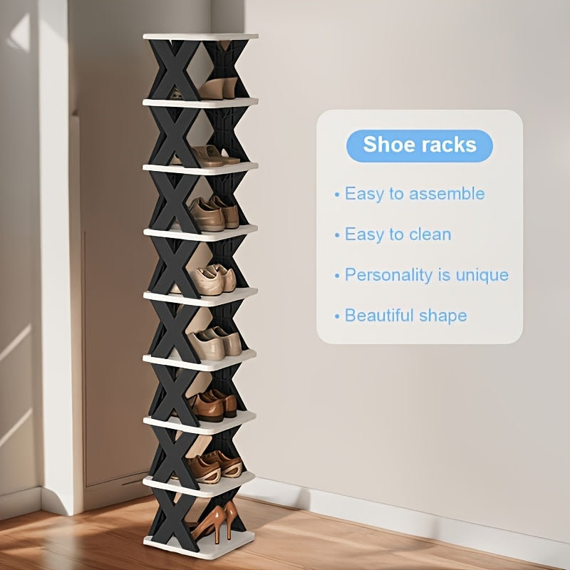 Zapatero alto y estrecho, organizador de zapatos para entrada, zapatero sólido ahorrador de espacio, ideal para armarios, puertas, garajes, salones, nuevo zapatero pequeño y delgado para entradas, gabinete de zapatos sencillo para hogar