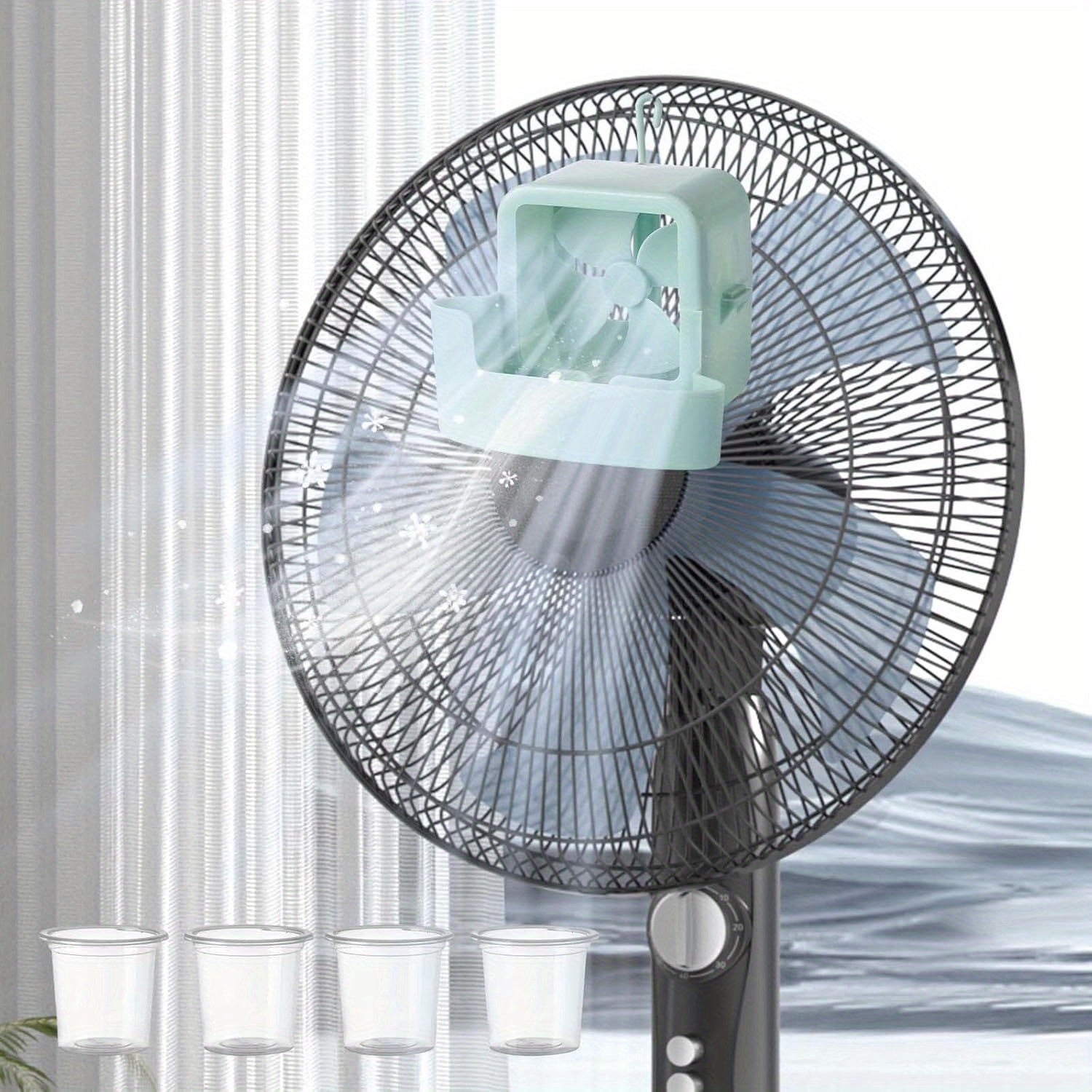 2 ventiladores de pie con oscilación de 360°, motor silencioso y 3 velocidades de enfriamiento ahorradoras de energía + vaso para hielo, portátiles para dormitorio, hogar u oficina