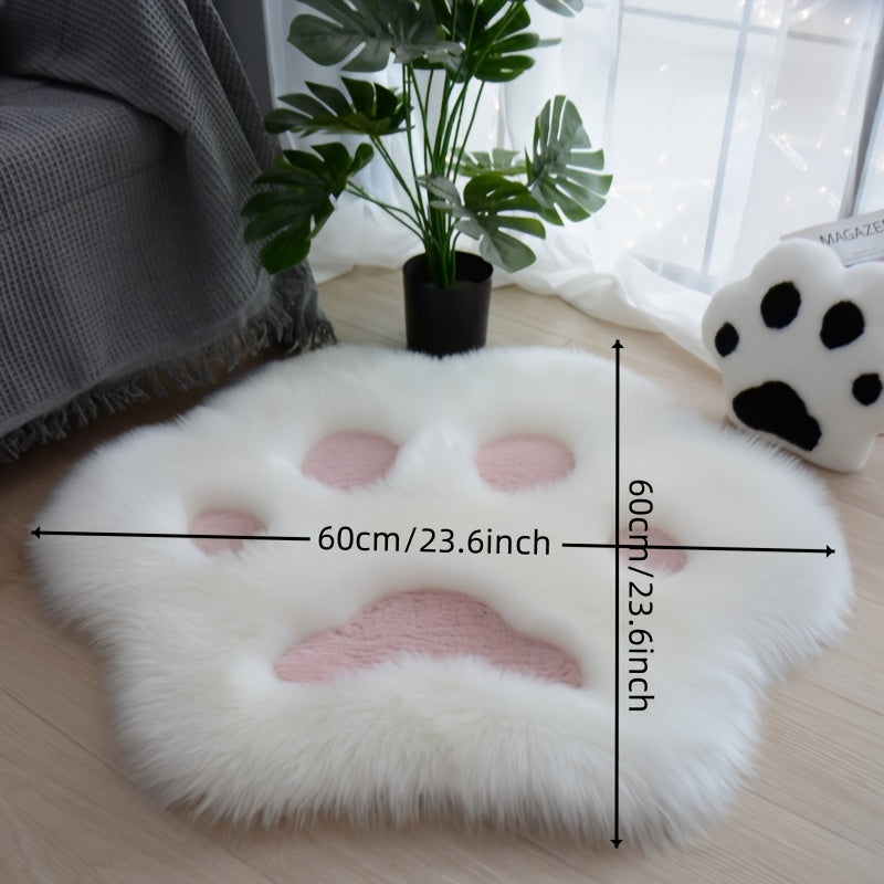 1 alfombra decorativa con diseño de patita de gato, suave y de peluche largo, para sala, dormitorio y decoración del hogar, ideal para decoración estética de habitación y ornamentación del hogar