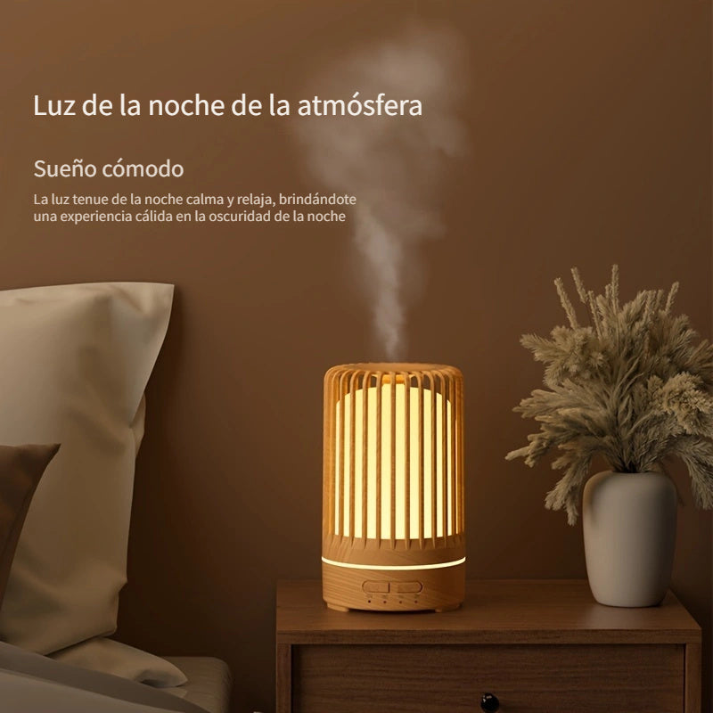 Difusor de aromas con tecnología Soundwave y luces LED de 7 colores, humidificador silencioso, mini difusor de aceites esenciales con USB para dormitorio, oficina, café y yoga, diseño de jaula de pájaro, temporizador, humidificador de aire, 150 ml, SAP