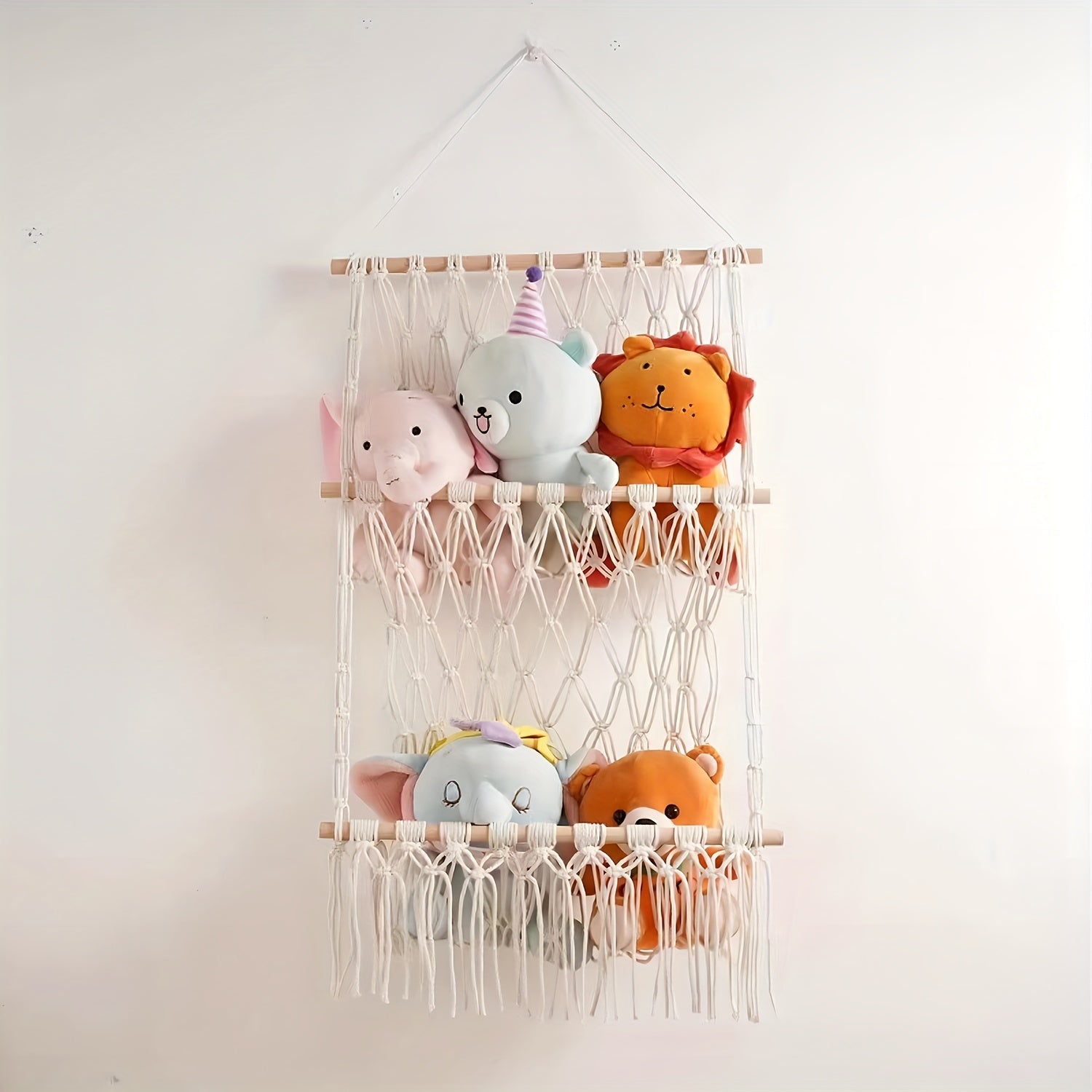 Almacenamiento de peluches en hamaca o red - Red de hamaca para peluches de pared - Organizador colgado de peluches - Decoración de habitación de dormitorio