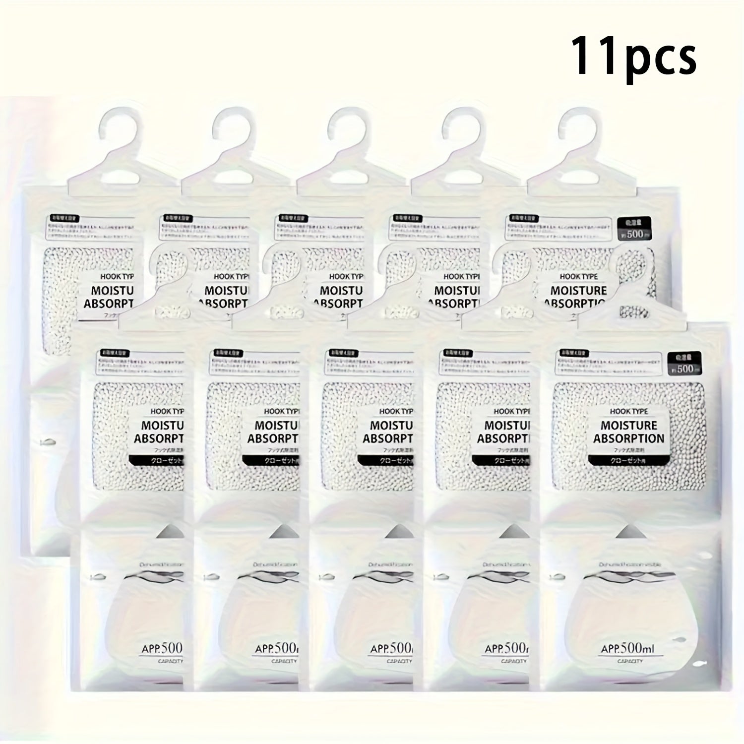 11 piezas de accesorios de deshumidificador de plástico blanco con etiquetas negras - Ideal para dormitorio y baño, no necesita electricidad, diseño transparente para fácil visibilidad, deshumidificador para dormitorio, control de humedad en dormitorio,
