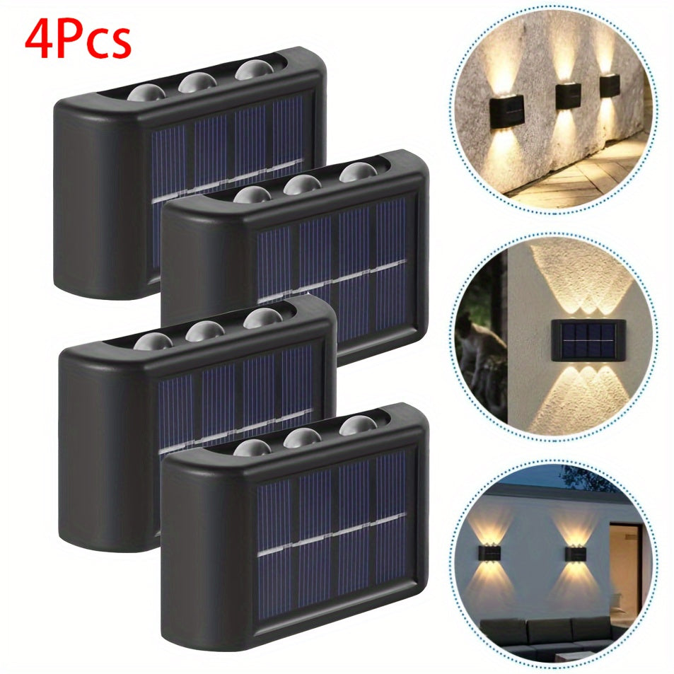 4 piezas, 6 luces solares por paquete, opciones de colores cálido/frío, adecuadas para acampada al aire libre, patio, calle, paisaje, decoración de bodas, resistencia al agua IP44