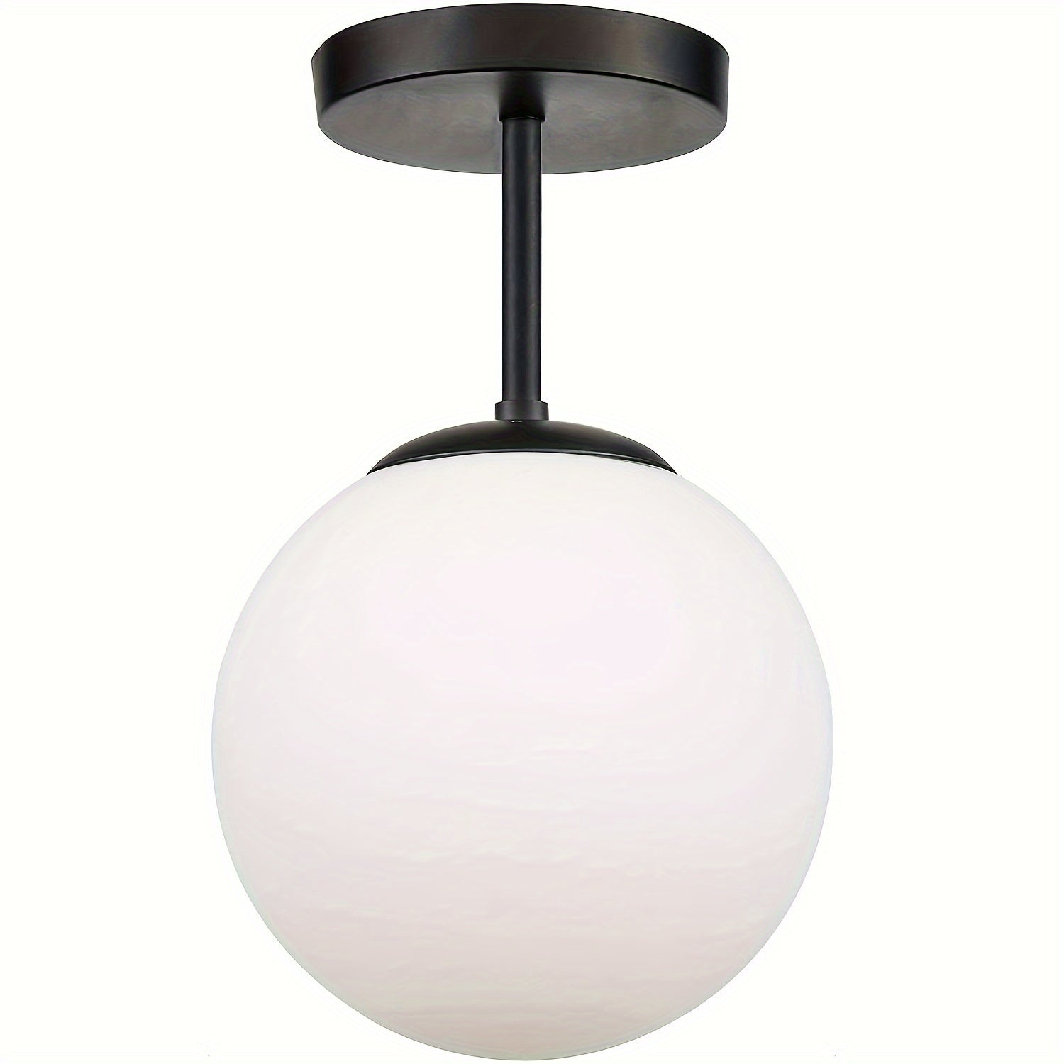 1pc Lámpara de Techo Semiempotrada Moderna, Colgante de Esfera de Vidrio Esmerilado con Acabado de Hierro Fundido Pulido, Base E26, Control de Interruptor, Abrazadera Desmontable, Cableado 110V-240V para Pasillo, Porche, Escalera, Armario, Cocina, Lavand