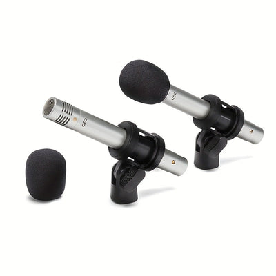 Conjunto de Micrófono Condensador Lexinova C-02 Dual Pencil - Antigolpes, Diafragma Pequeña, Diseño de Clip para Grabación de Piano y Voz, Compatible con XLR, Grado Profesional, Micrófonos para Instrumentos|Micrófonos Clipon|Construcción Duradera