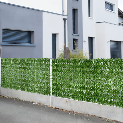 6 paneles de hiedra artificial resistente a los rayos UV, 304.8×50.8 cm, para privacidad en exteriores - Pantalla solar y verde de plástico duradero, sin mantenimiento, ideal para jardín, patio, balcón, decoración navideña, cercas exteriores, pantalla de