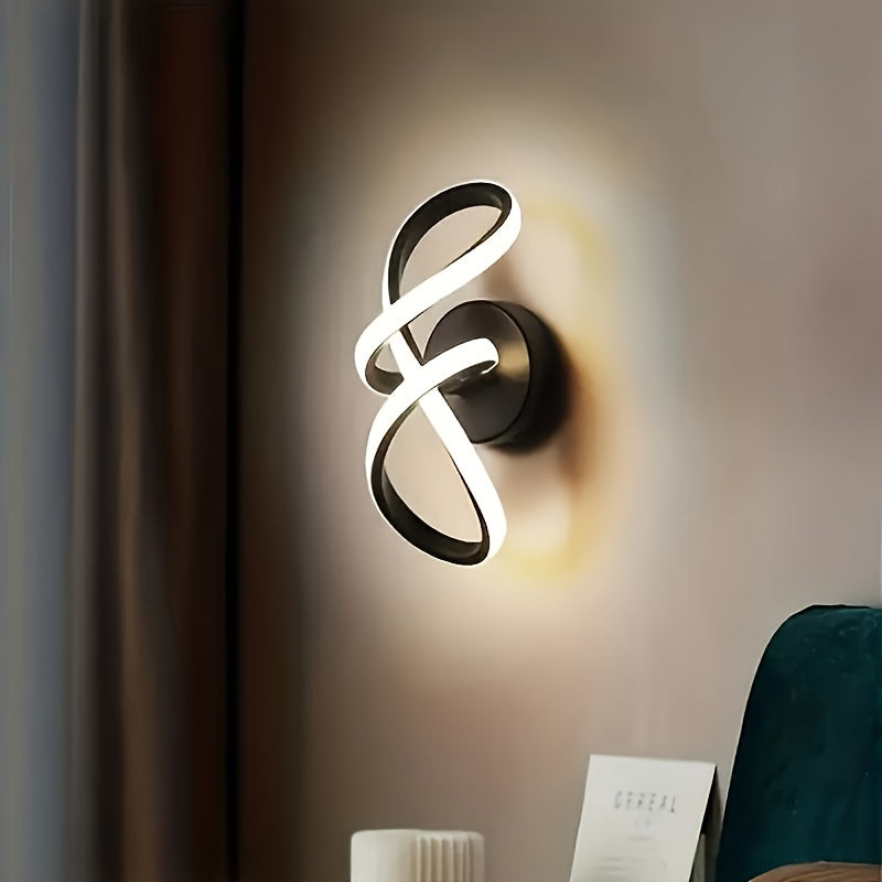 Linterna de pared moderna, fuente de luz LED tricolor en espiral de 18 vatios, 3000-6500K, lámpara de arte para interior, pasillo, galería, dormitorio o sala de estar