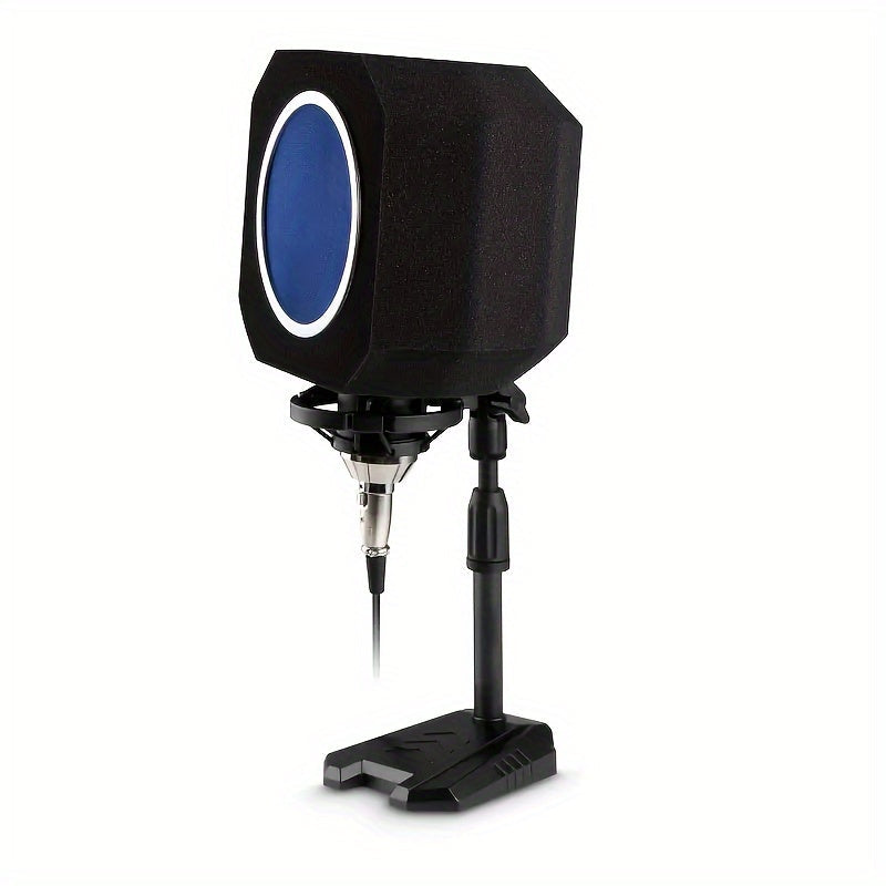 Micrófono de alta calidad acústica con pantalla de viento, filtro de pop incorporado, diseño de bola para reducción de ruido, material de espuma absorbente de sonido, sellado de cinco lados para reducción intensa de ruido, adecuado para estudios de graba