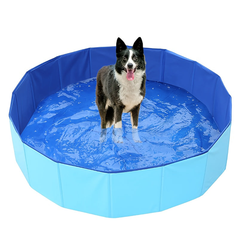 Baño de pies plegable y portátil para mascotas y humanos - Piscina inflable azul de PVC con bolsa de transporte incorporada, no necesita electricidad, ideal para uso en interiores/exterior, piscina de inmersión, piscina de superficie, playa, baño de masc