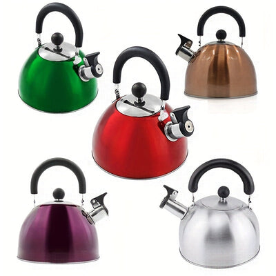 Cazo de té silbante de acero inoxidable para 2,5-3 litros de agua - Adecuado para inducción, estufas de gas y estufas eléctricas cerámicas.