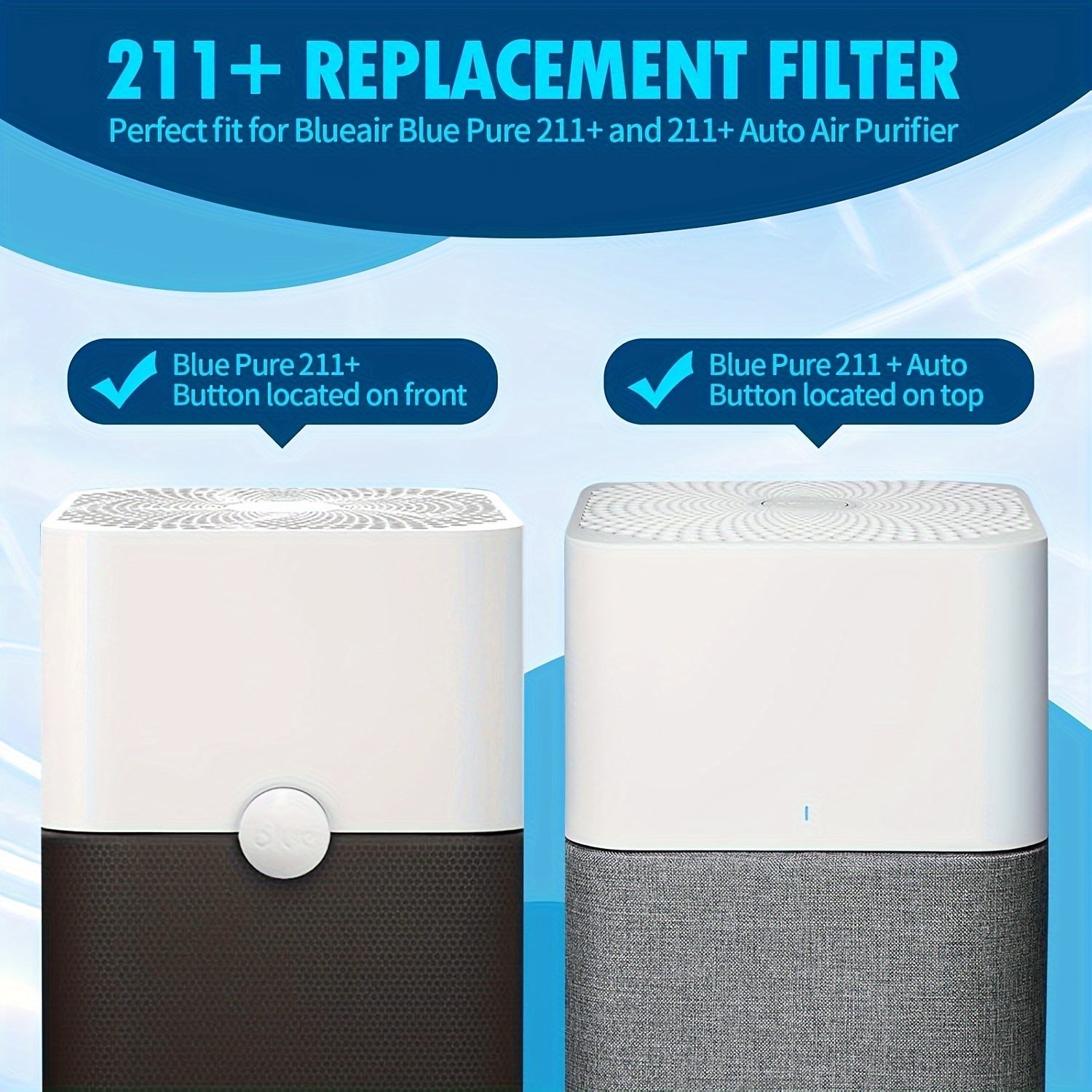 1 pza., 211 Filtro, 211+ Filtros de repuesto, Compatible con Blueair Blue Pure 211+ Filtro plegable, Se adapta a Blue Pure 211+ y Max Air Purifier, Aparatos domésticos
