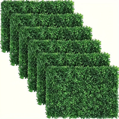 6-Pack Paneles de Césped Artificial Evergreen - Valla de Privacidad Resistente y Fondo para Bodas, Pantallas Verdes Extra Grandes 15.75x23.62 Pulgadas (40x60 cm), Sin Necesidad de Cableado, Instalación Fácil con Tiras Adhesivas, Paneles Plásticos Imperme