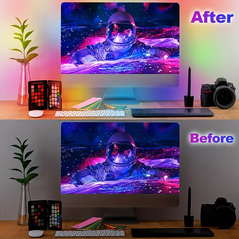 Tira de luces LED RGB AMILL - 24 pulgadas, alimentación por USB, luces LED multicolor para decoración del hogar, ambiente de fiesta y setup de juegos, iluminación vibrante, tiras de PVC duraderas
