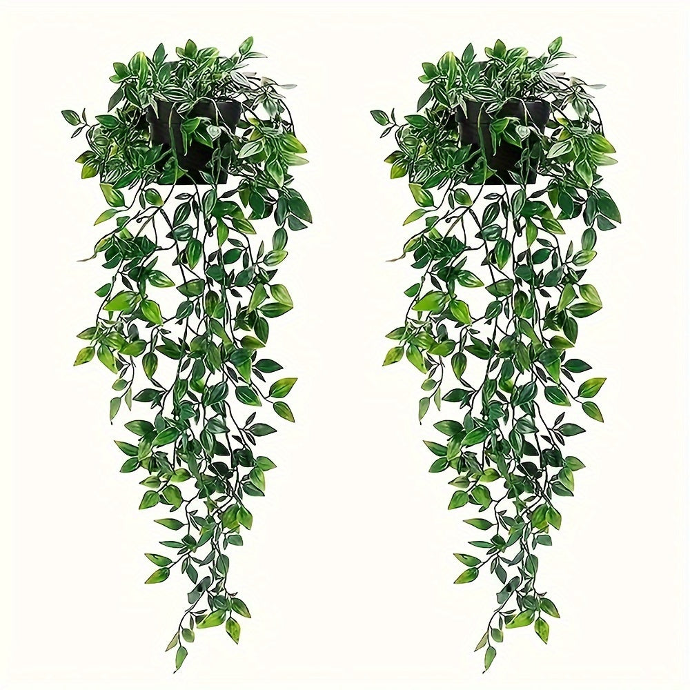 2 piezas de plantas simuladas, plantas verdes colgantes tipo mandala, ideales para decorar el baño, la sala de estar y el hogar, así como para bodas y cumpleaños, decoración para el jardín, escritorio y estantería, decoración interior y exterior para pri