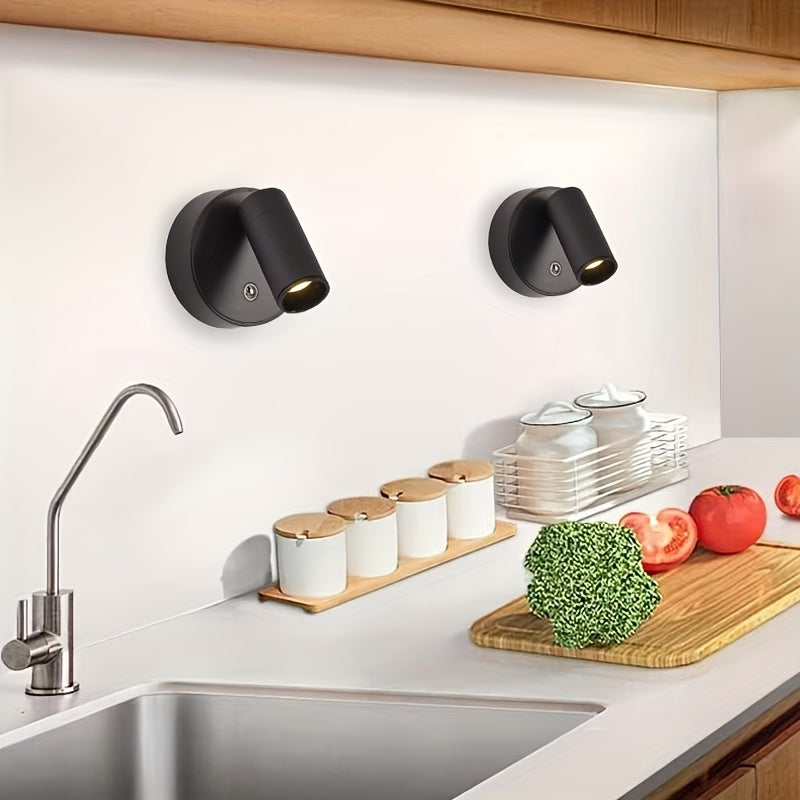 Luz de pared recargable por USB de 2 unidades, lámparas de noche versátiles minimalistas, luces ambientales controladas por tacto, focos magnéticos ajustables, brillo ajustable, batería, adecuado para leer en la cama y uso en la oficina.
