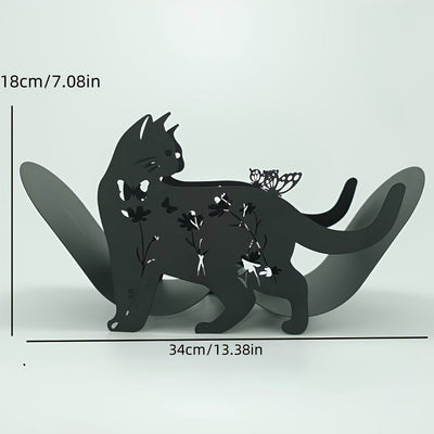 Portarrollos de papel higiénico de gatito de dos caras: Adorable organizador decorativo para el hogar de hierro animal, tiene capacidad para 8 rollos adicionales para baño, tocador o estante de almacenamiento Decoraciones de Halloween, Navidad