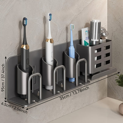 Soporte de cepillo de dientes de aluminio montable en la pared, soporte de cepillo de dientes y pasta de dientes, soporte de afeitar para ducha, sin taza, uso sin electricidad, para baños, niños