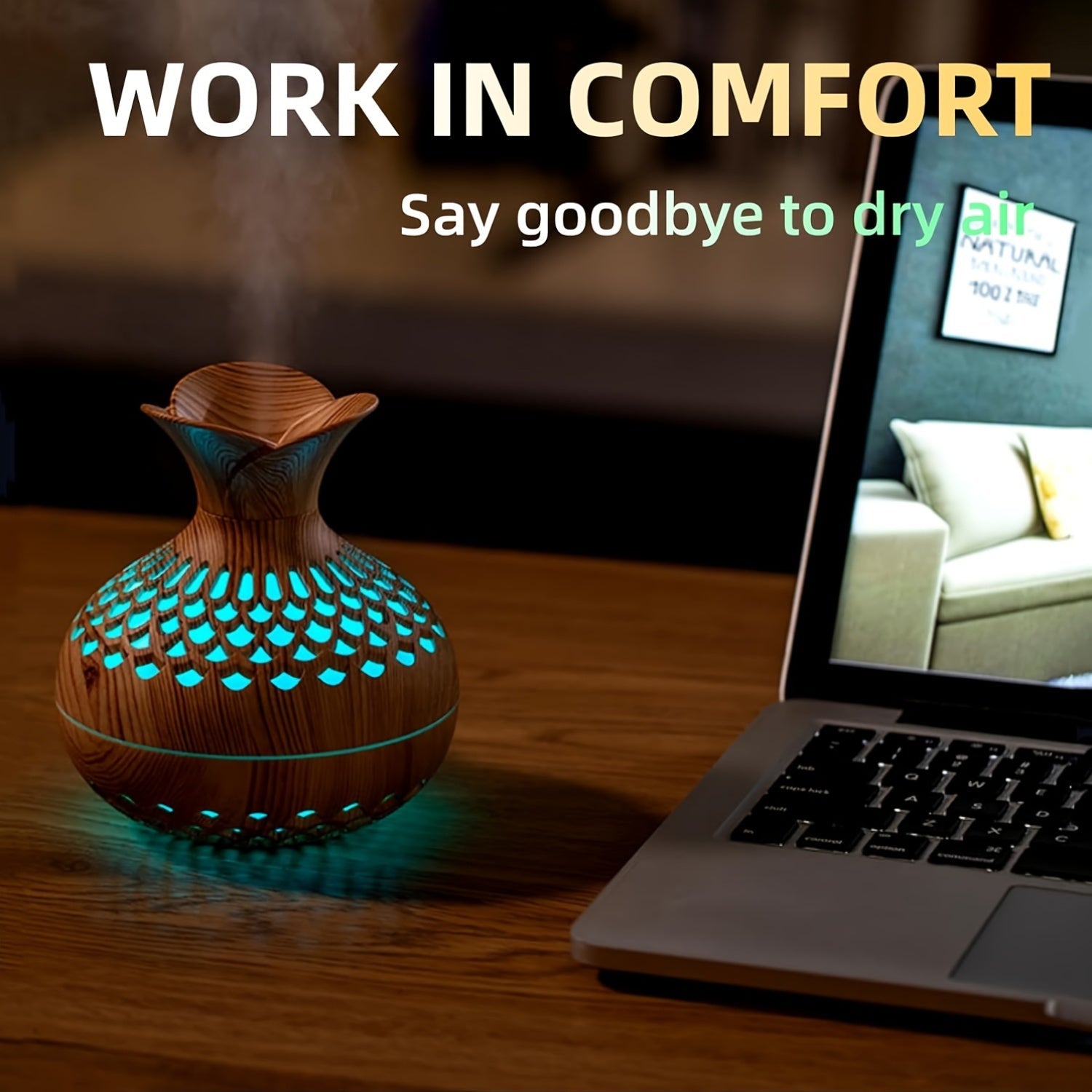 Humedificador de aire ultrasonico - 10,14 onzas, alimentado por USB, para una habitación, con modos de pulverización doble, difusor de aceites esenciales, para diferentes tipos de habitaciones - Material plástico, regalo de Navidad