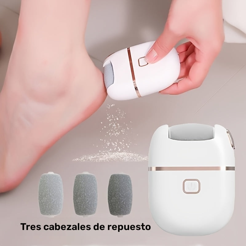 1 Pieza de Lima Eléctrica Recargable para Pies con 3 Cabezales Reemplazables, Cabeza Gruesa para Exfoliación Intensa, Portátil y Fácil de Usar, Carga USB