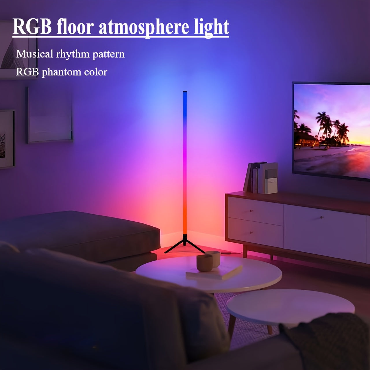 1pc, Lámpara de Piso LED RGB Ajustable Multicolor con Sensor Infrarrojo y Función de Sincronización Musical, Alimentación USB, Ideal para Salas de Juegos, Bailes, Reuniones Familiares, Decoraciones Navideñas, Regalo Perfecto para Amigos, Mejor Opción par