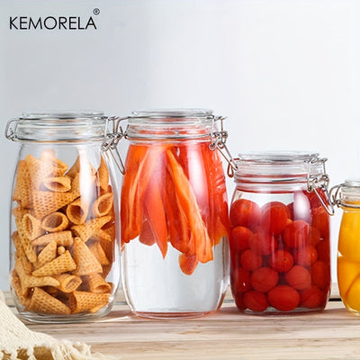 Tarro de Almacenamiento de Vidrio Borosilicato KEMORELA de 1 pieza con Tapa Hermética - Libre de BPA, Apto para Lavavajillas, Ideal para Granos de Café, Frutas, Nueces y Más - Disponible en Tamaños de 500/750/1000/1500ml