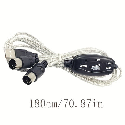 1pc 2-en-1 Cable Convertidor USB a MIDI, 16 Canales Cable de Interfaz Redonda Macho a Hembra Cat5e, Adaptador de Teclado Sintetizador Plug & Play para PC, Estudio de Música, Portátil, Windows, Mac - No Se Requiere Batería