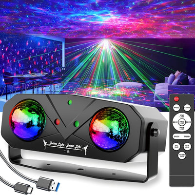 1 bola mágica LED dual con luz láser atmosférica parpadeante para fiestas, clubes, KTV, baile y celebraciones navideñas, lámpara de escenario segura y fácil de instalar