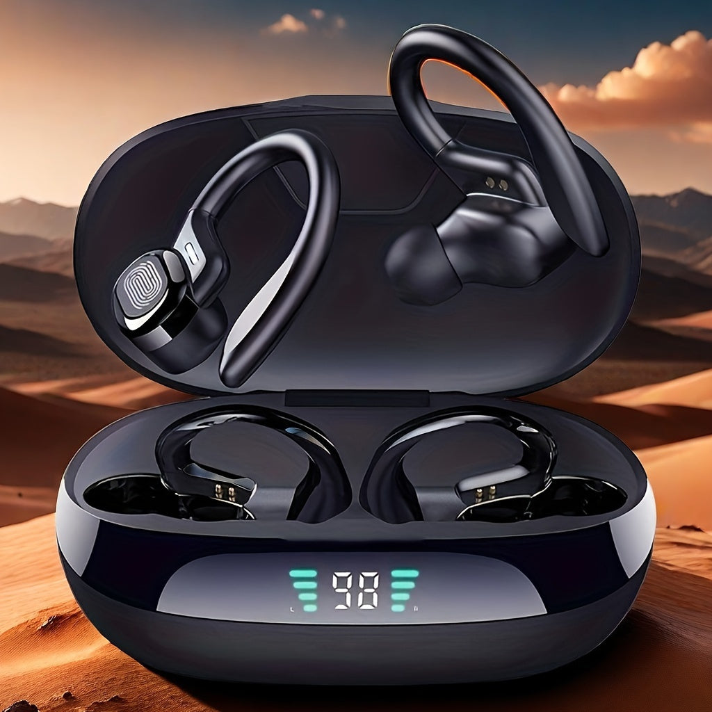 Auriculares inalámbricos estéreo con cancelación de ruido ENC - Auriculares deportivos, estuche de carga LED, batería de litio recargable, carga USB Type-C, rango de potencia 5-1V, voltaje de funcionamiento ≤36V, auriculares inalámbricos | Auriculares co