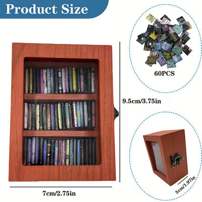 1pc Estantería Mini Librería Decorativa con Estante Mecedor "Shake Away Your Anxiety" Incluye 60 Libritos Pequeños, Ideal para Amantes de los Libros y Decoración de Oficina en Casa
