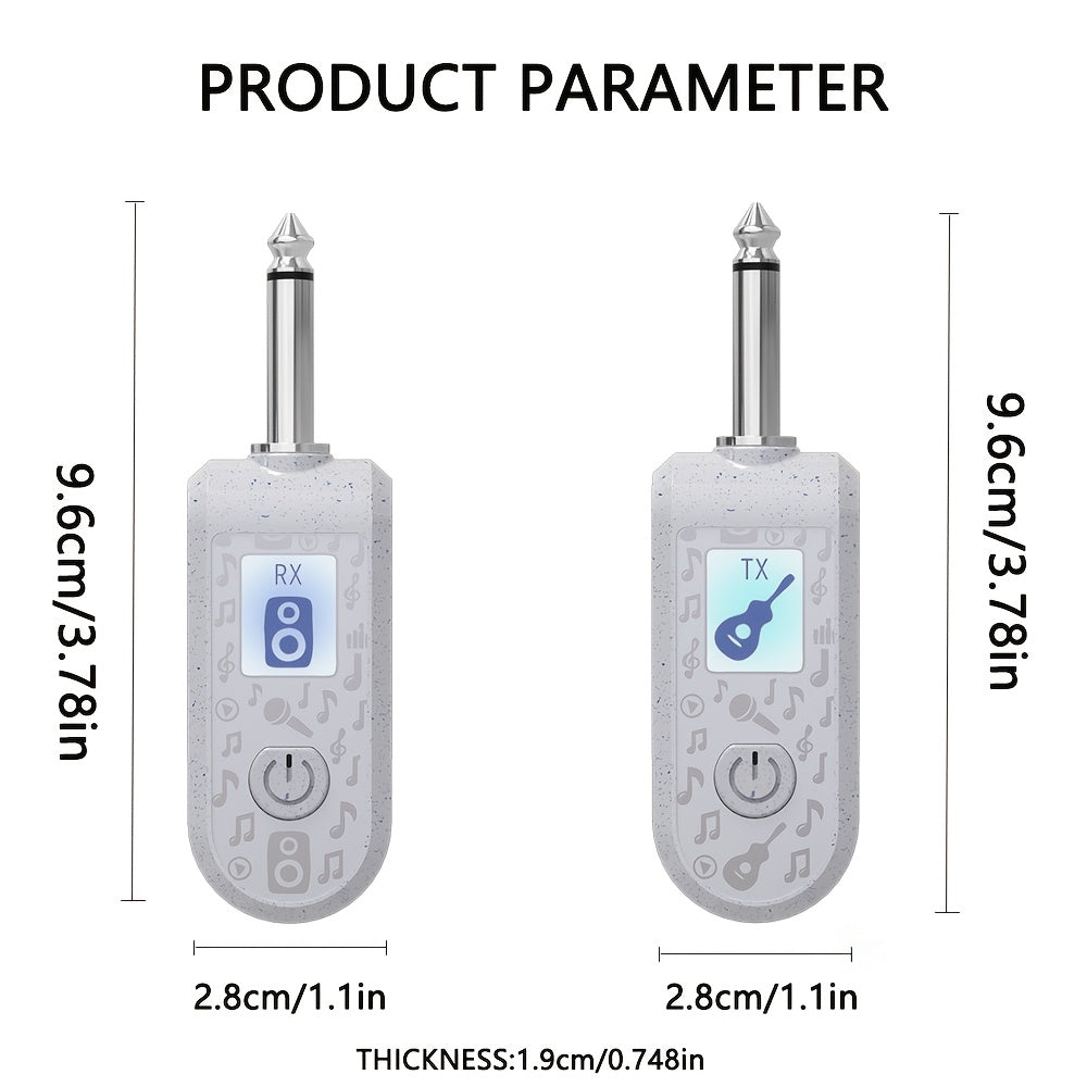 Sistema de Transmisión Inalámbrica para Instrumentos, Aproximadamente 8 Horas de Uso, Conexión Uno a Uno y Dos a Dos, Ideal para Guitarra Eléctrica, Sintetizador, Bajo y Otros Instrumentos Electrónicos, Diseño Elegante del Transmisor, Audio de Alta Calid