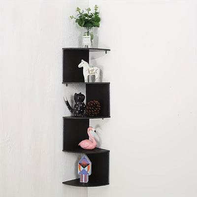 Estantería Flotante de Esquina de 5 Niveles en PVC—Estante de Almacenamiento con Diseño Zigzag de 78.74cm para Sala, Dormitorio y Oficina en Casa, Organizador Montable en Pared Perforado
