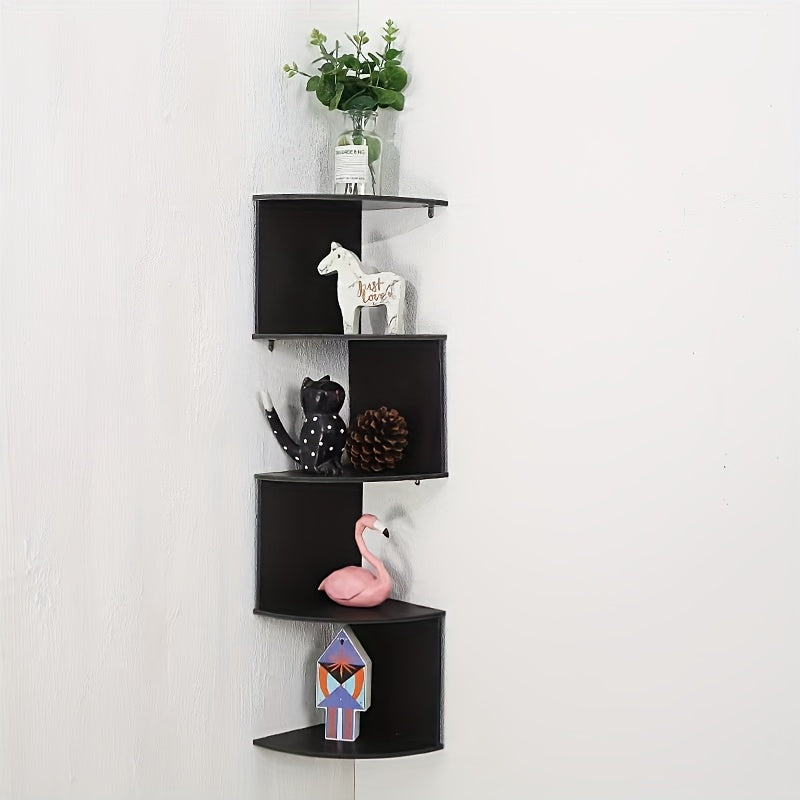 Estantería Flotante de Esquina de 5 Niveles en PVC—Estante de Almacenamiento con Diseño Zigzag de 78.74cm para Sala, Dormitorio y Oficina en Casa, Organizador Montable en Pared Perforado