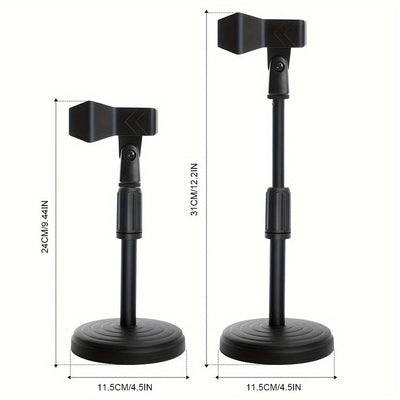 Soporte de Micrófono de Escritorio Ajustable con Clip - Compatible con Micrófonos de Hasta 4.32cm, Conector XLR, ABS Negro
