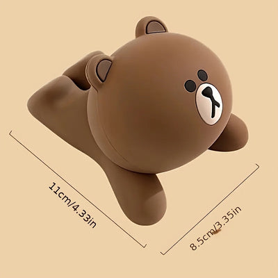 1 Soporte de teléfono de plástico impermeable - Soporte de superficie multifuncional con diseño de oso adorable, perfecto para uso en casa y oficina, ideal para regalo de vacaciones y cumpleaños, accesorio de escritorio | Diseño juguetón | Plástico durad