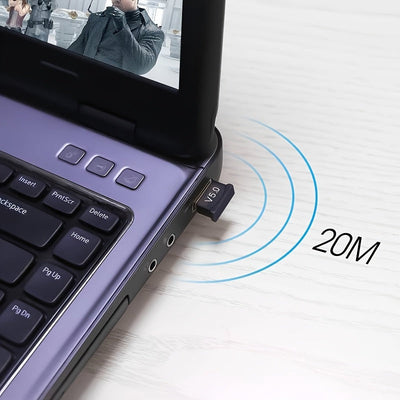 Adaptador de Audio Inalámbrico - Transmisor y Receptor USB 5.0 Sin Controlador para Computadoras de Escritorio - Conexión Fácil Plug-and-Play para Transmisión de Audio de Alta Calidad