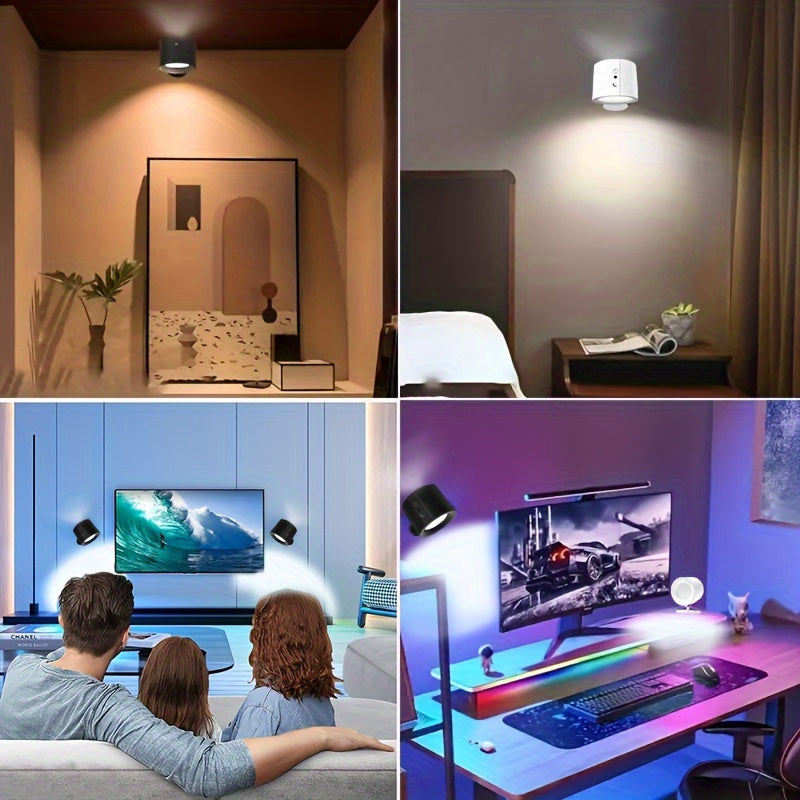 GVTCO 2 luces de pared LED de doble cara, esfera magnética giratoria 360°, luz de lectura con carga USB táctil por control remoto, 3 niveles de luz ajustable y cambio de color, multifuncional, para sala, dormitorio, pasillo, iluminación inalámbrica