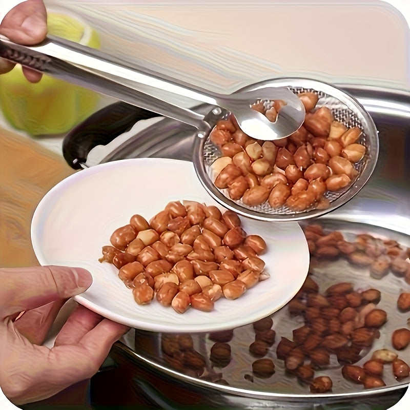Pinza exprimidora para freír, cuchara coladora de alimentos, espátula de acero inoxidable resistente a altas temperaturas, herramienta de cocina para freír