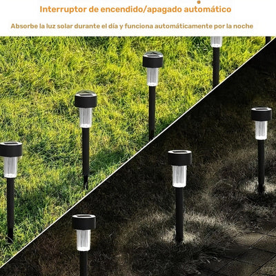 10 unidades Luces de jardín solares para exteriores, luces para exteriores resistentes a salpicaduras IP44, luces de jardín solares, luces de patio solares, adecuadas para caminos, patios, jardines, céspedes, aceras, decks y entradas de vehículos, área d