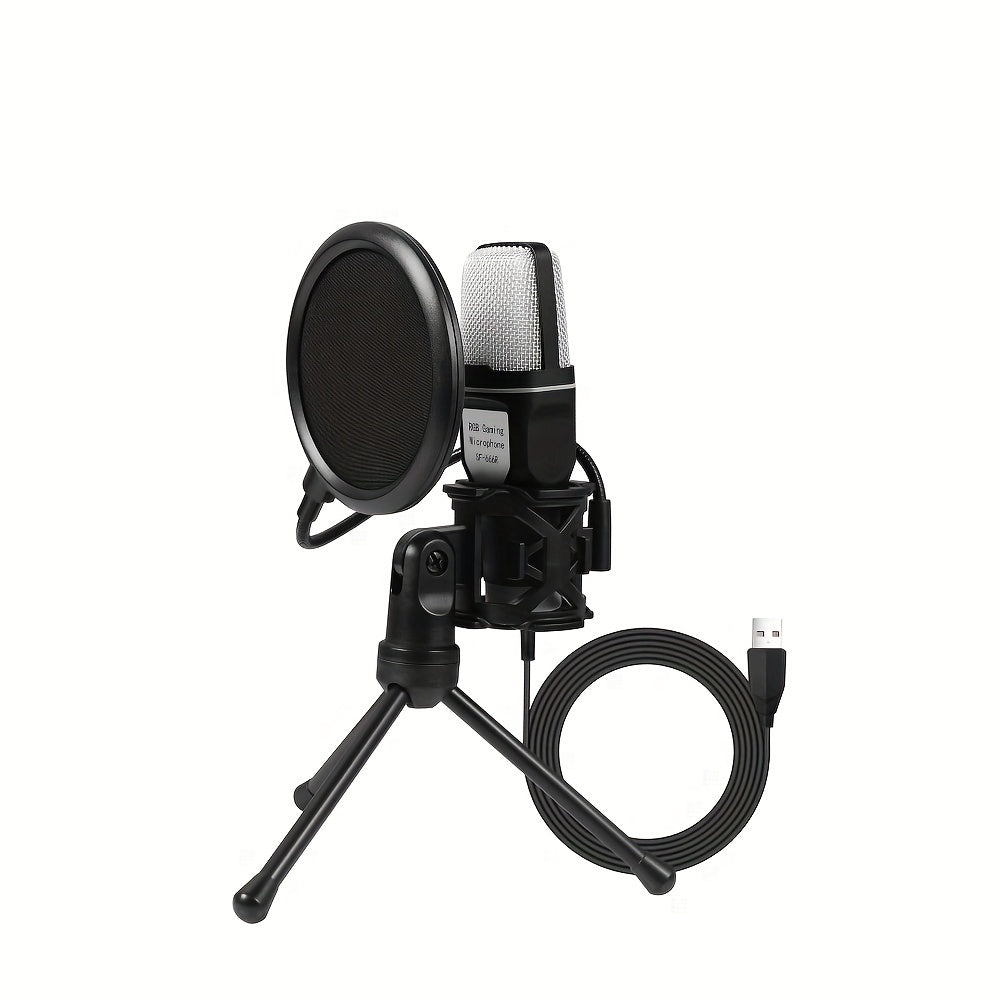 Microfono RGB de Estudio, Microphone Tipo RGB con Trípode, Estudio de Grabación de Música, Equipo de Transmisión en Vivo, Podcast, Grabación, Eid Al-Adha Mubarak